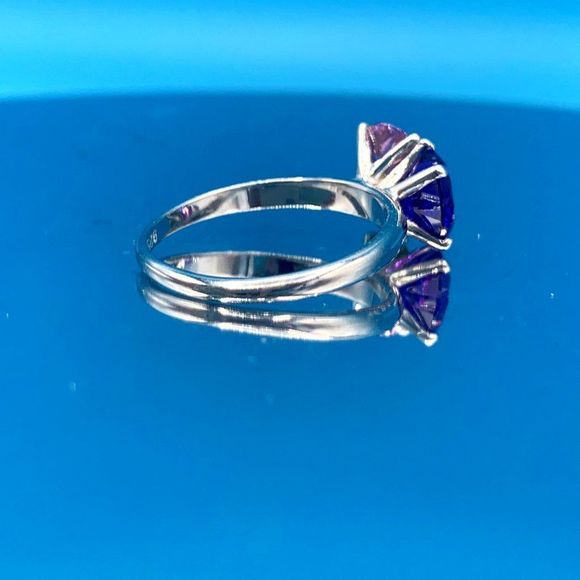 Sterling Silver and Cubic Zirconia Three-Stone Ring - Picture 8 of 9